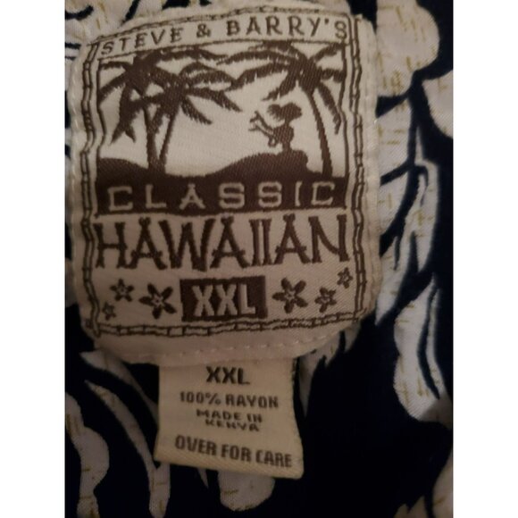 Steve & Barry's classic Hawaiian button up navy/blue/white shirt w/pockets XXL - Picture 3 of 5